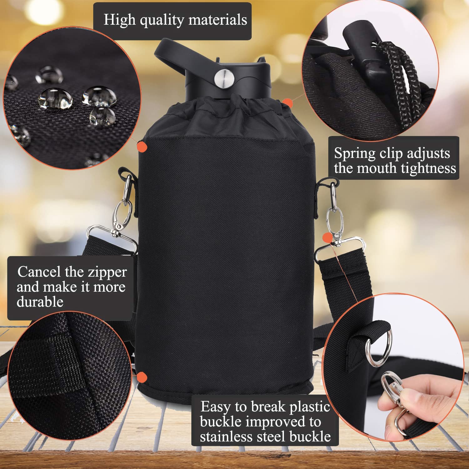 Water Bottle Insulated 64 Oz- Straw Lid And Auto Spout Lid, Leak Proof, Vacuum Insulated, Large Metal Stainless Steel Water Jug